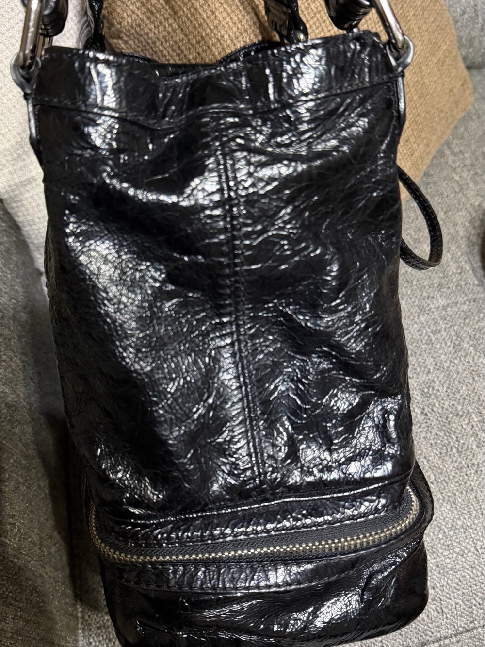 EUC Marc By Marc Jacobs Turnlock Posh Bag Black Patent Leather Satchel - Picture 6 of 16